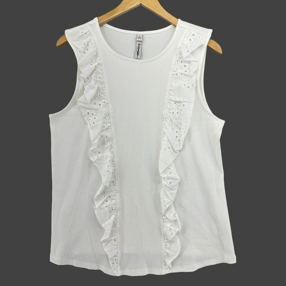 Belle + Isle by Torrid Cloud Dancer White Ribbed Ruffle Sleeveless Tank Top 2XL